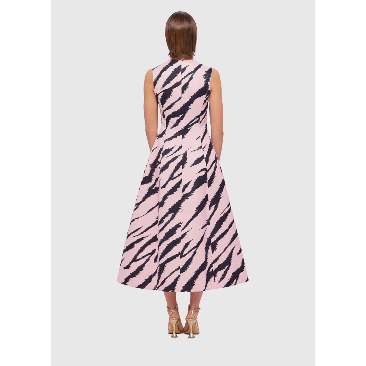 Cleo Sleeveless Midi Dress - Tiger Print in Pink