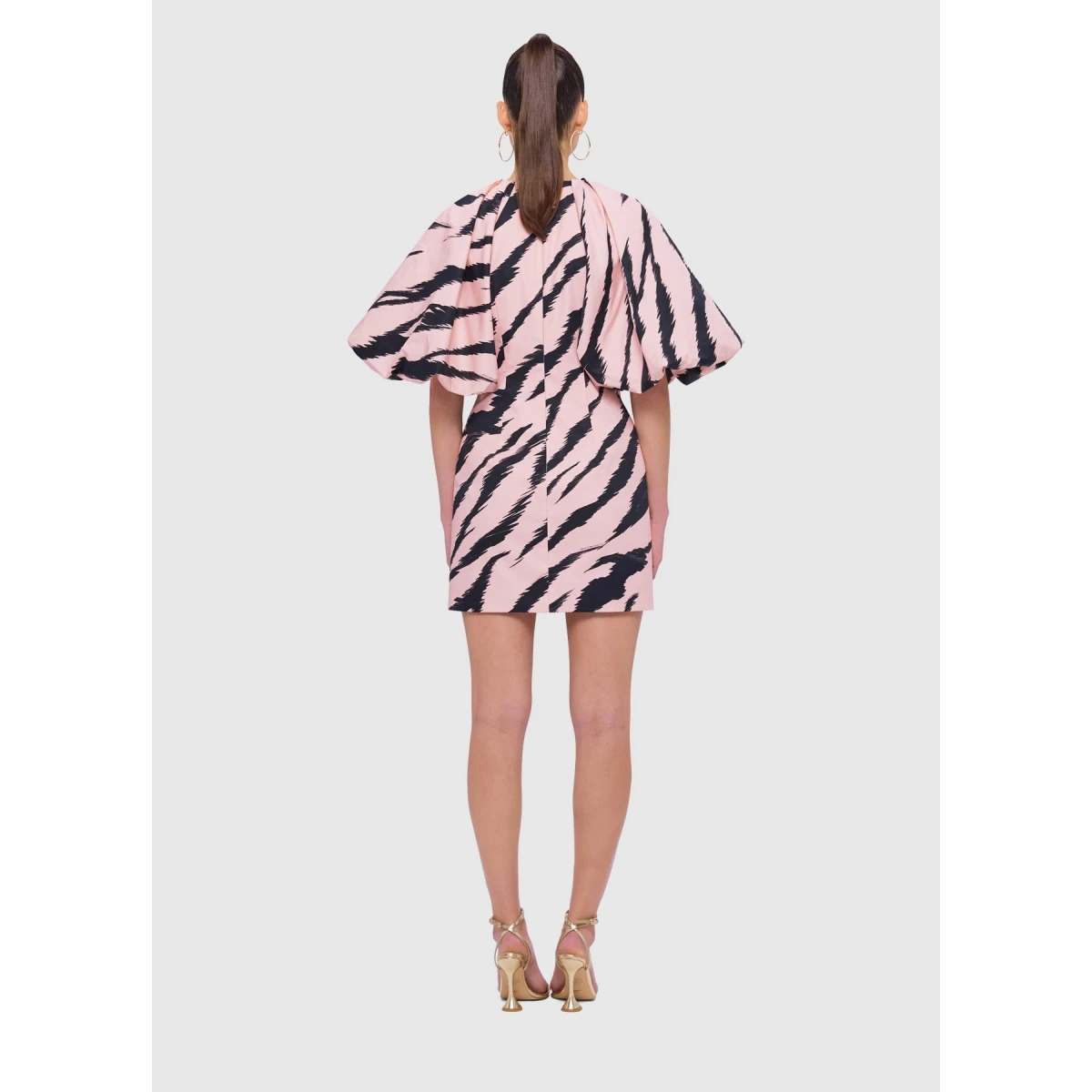 Gabriella Puff Sleeve Mini Dress - Tiger Print in Pink