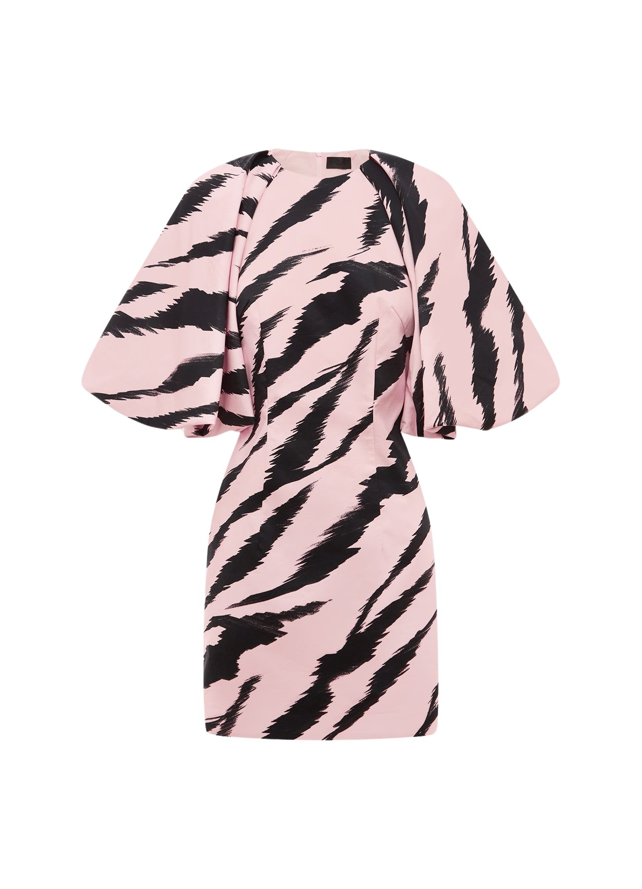 Leo Lin Gabriella Puff Sleeve Mini Dress Tiger Print in Pink45069 nobg