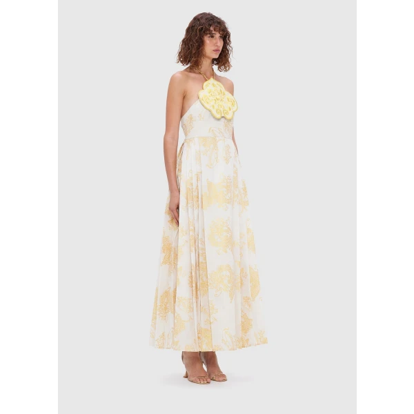 Meng Halterneck Embroidered Maxi Dress - Imperial Print