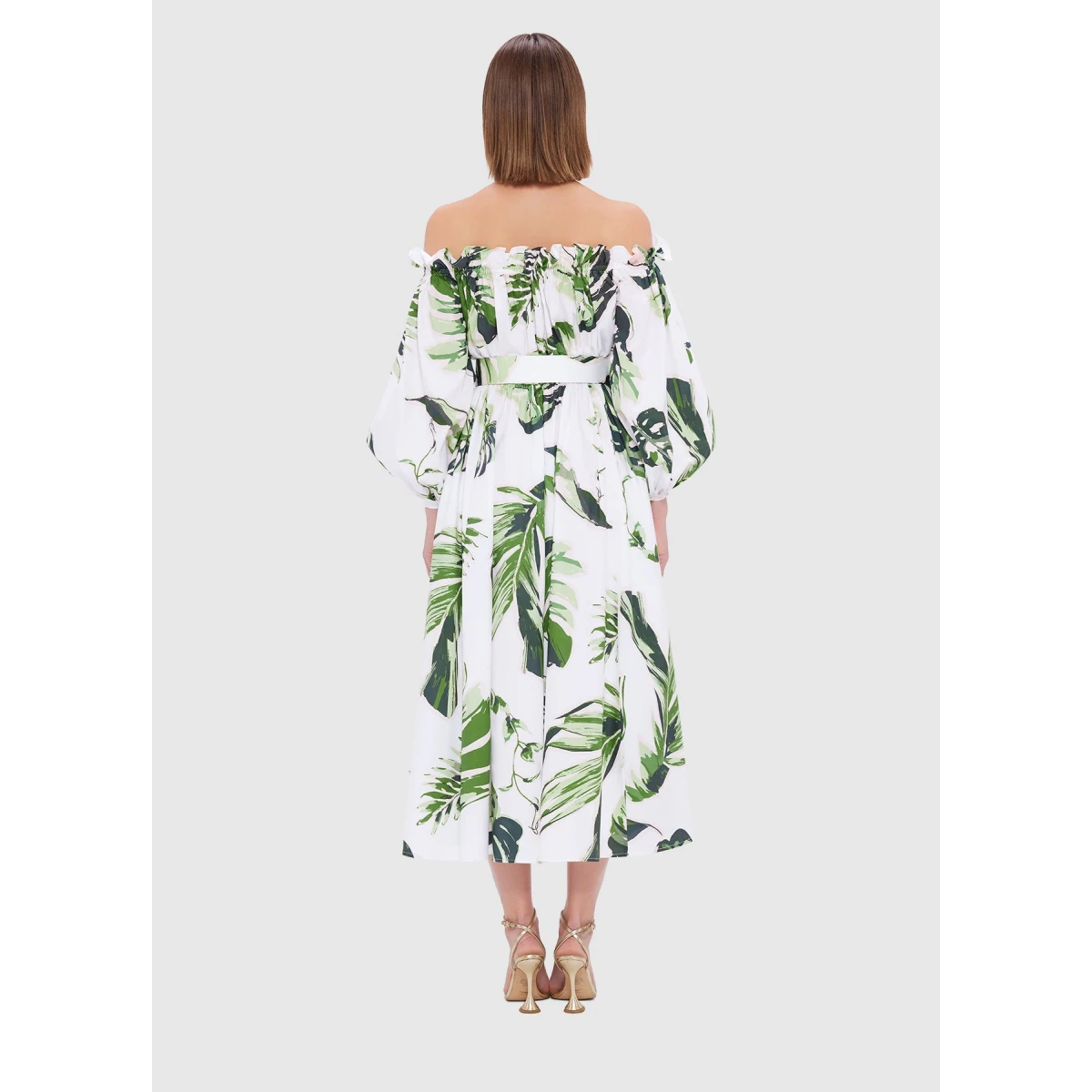 Sarah Off-Shoulder Midi Dress - Botanica Print