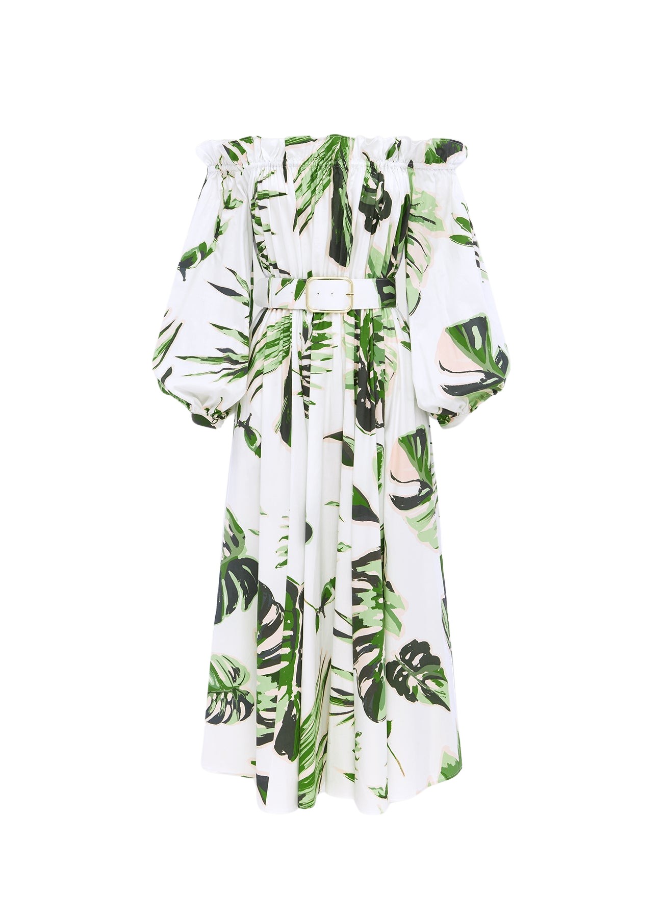 Leo Lin Sarah Off Shoulder Midi Dress Botanica Print96744 nobg