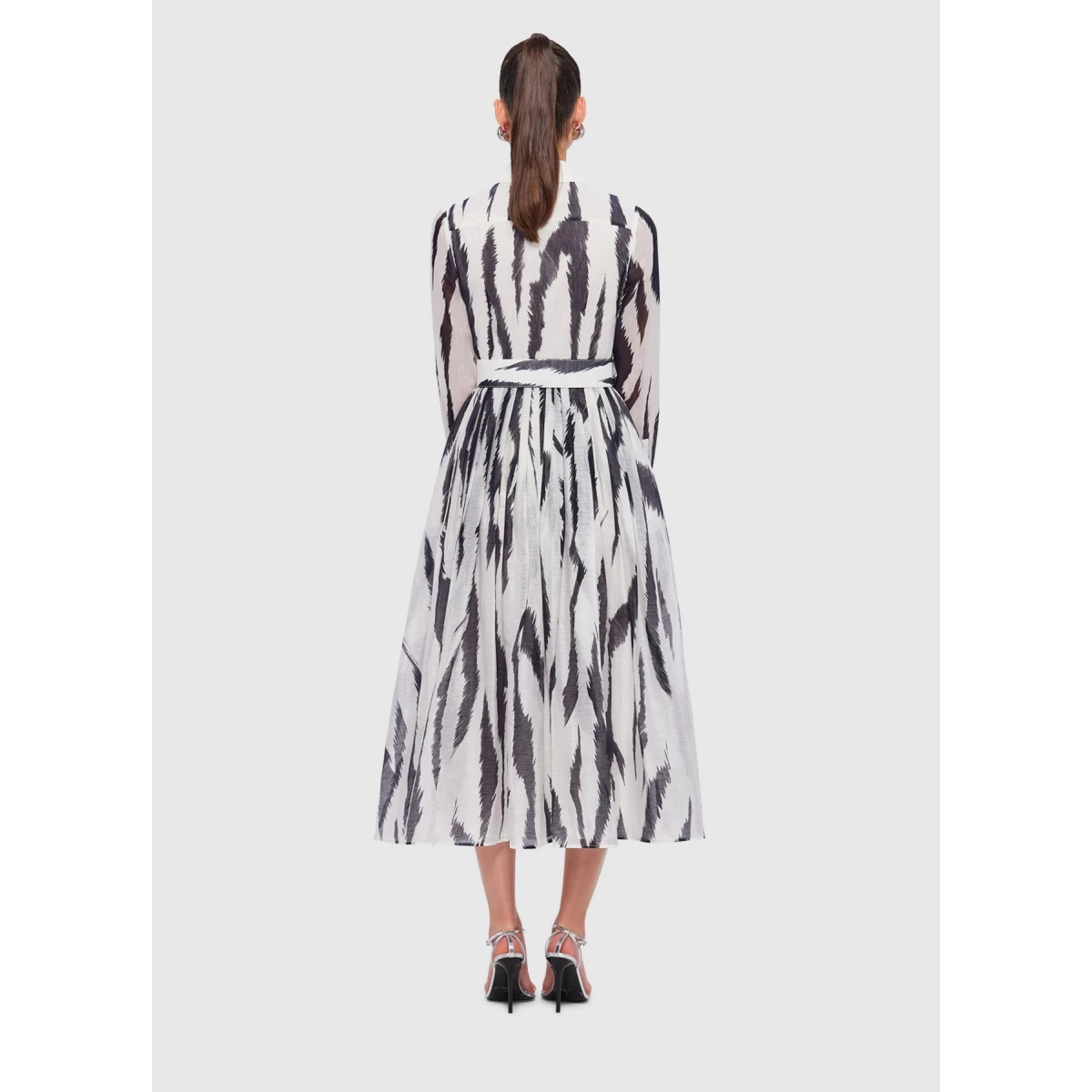 Veronica Shirt Midi Dress - Tiger Print in White