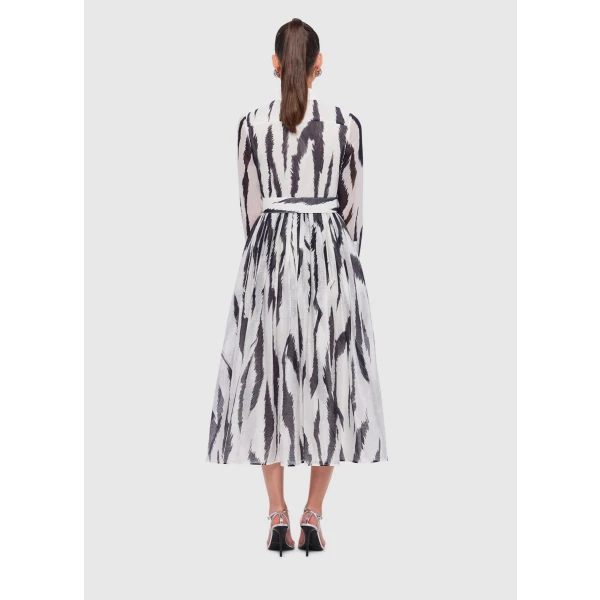 Veronica Shirt Midi Dress - Tiger Print in White