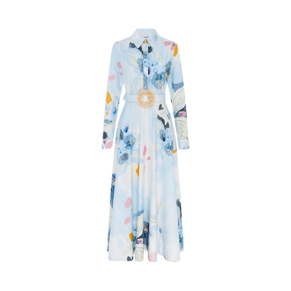 Leo Lin Zara Shirt Midi Dress Tranquility Print70982 nobg