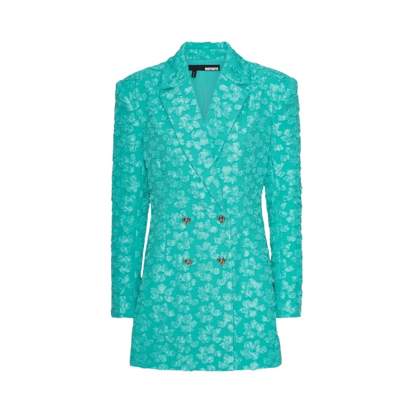 Rotate Birger Christensen 3D Jacquard Blazer Dress Turquoise28321 nobg