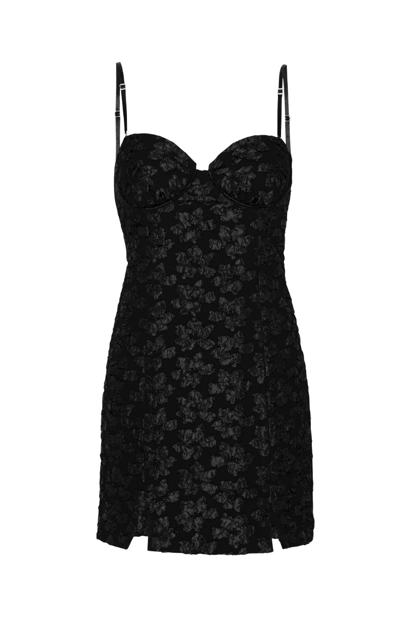 Rotate Birger Christensen 3D Jacquard Mini Dress Black72451 nobg