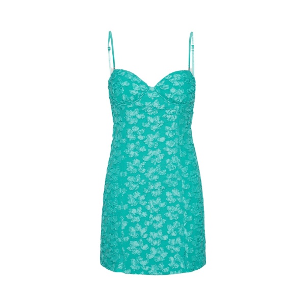 Rotate Birger Christensen 3D Jacquard Mini Dress Turquoise27941 nobg