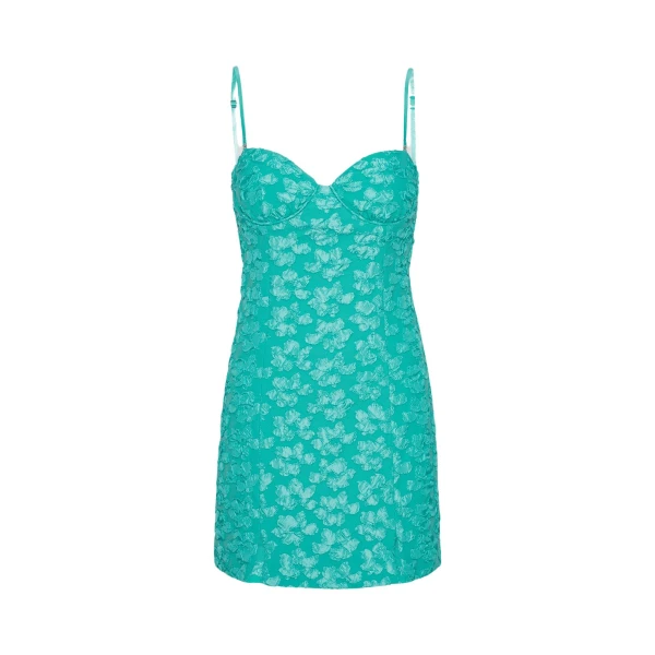 Rotate Birger Christensen 3D Jacquard Mini Dress Turquoise27941 nobg