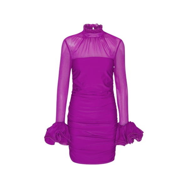 Rotate Birger Christensen Chiffon Mini Ruffle Dress Purple51954 nobg