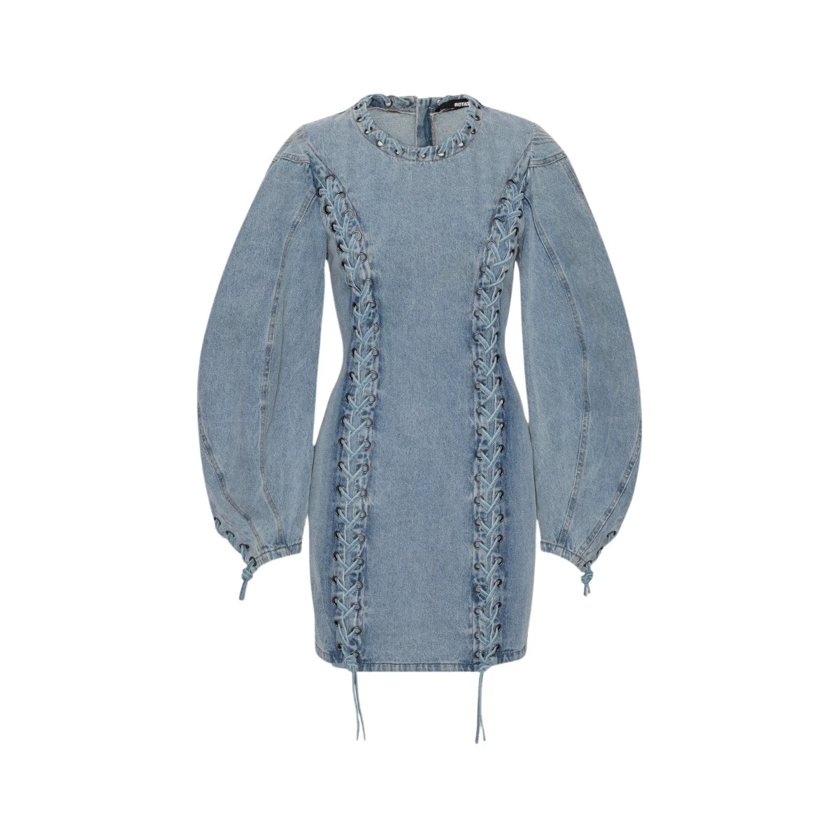 Rotate Birger Christensen Denim Laced Mini Dress Light Blue33839 nobg