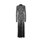 Rotate Birger Christensen Lace Maxi Train Dress Black70097 nobg
