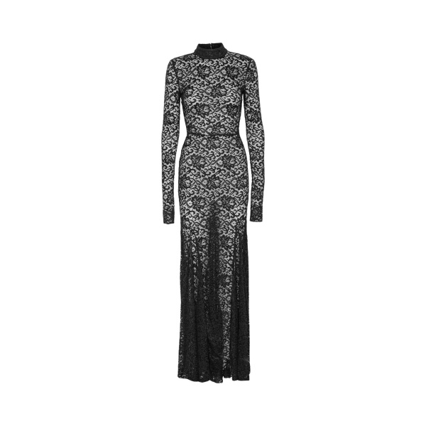 Rotate Birger Christensen Lace Maxi Train Dress Black70097 nobg