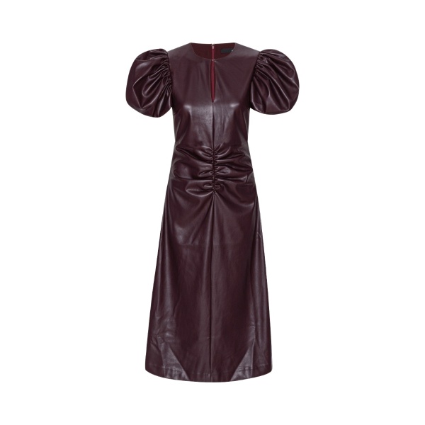 Rotate Birger Christensen Puff Sleeve Midi Dress Bordeaux63225 nobg