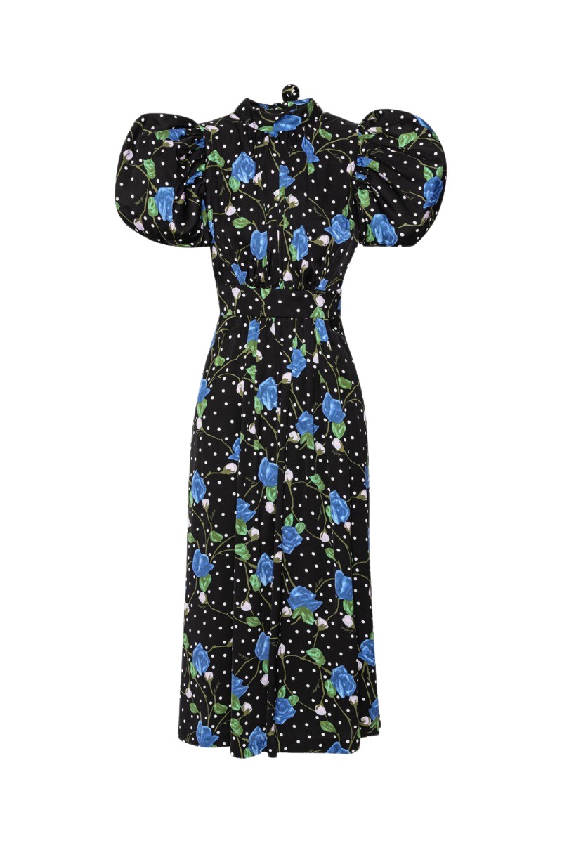 Rotate Multicolour Satin Ruffle Mini Dress Black Print