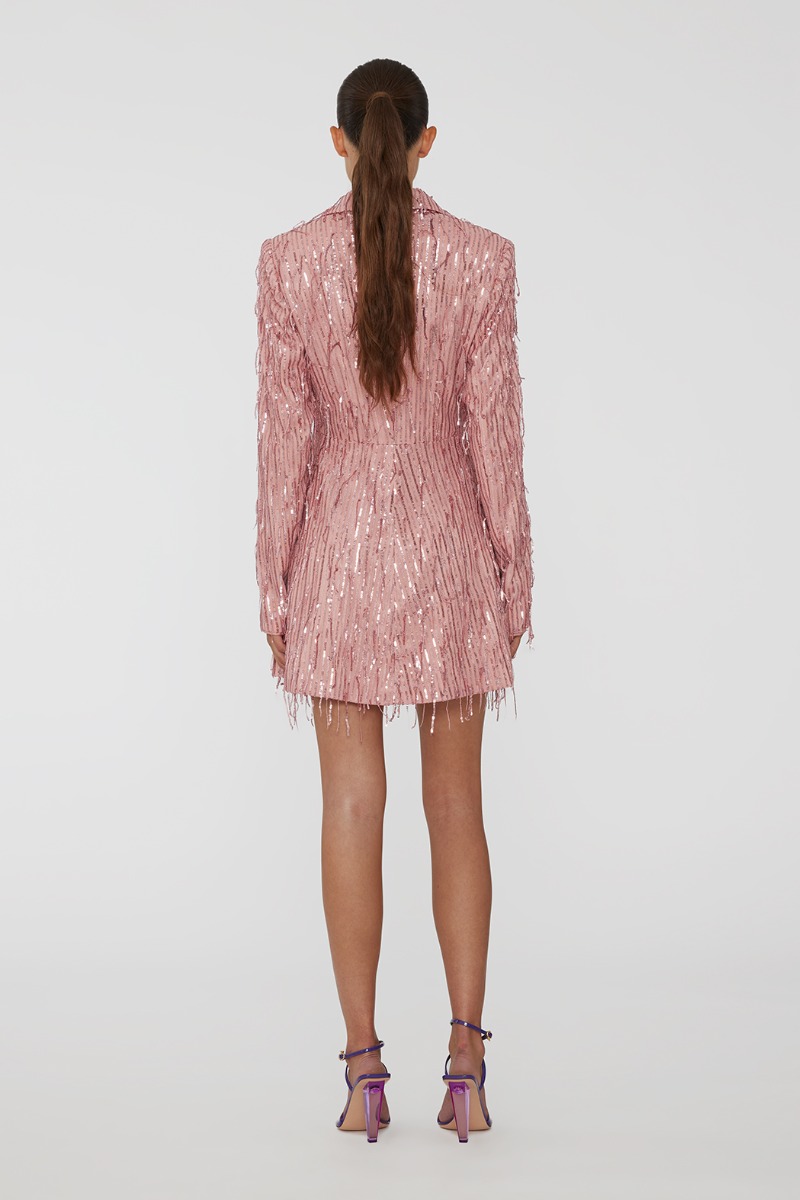 Pink Front Open Sequinned Blazer main image 1