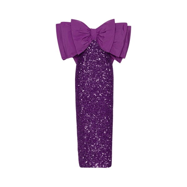 Rotate Birger Christensen Sequins Bow Midi Dress Purple34051 nobg