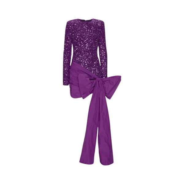 Rotate Birger Christensen Sequins Bow Mini Dress Purple16809 nobg