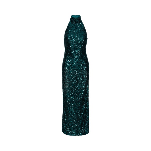 Rotate Birger Christensen Sequins Halterneck Dress Teal27504 nobg