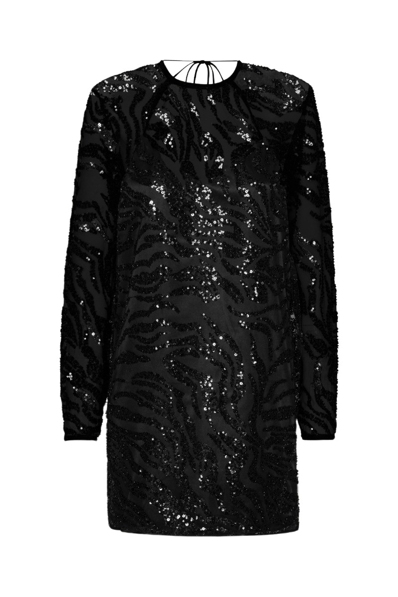 Rotate Birger Christensen Sequins Low Back Dress Black52560 nobg