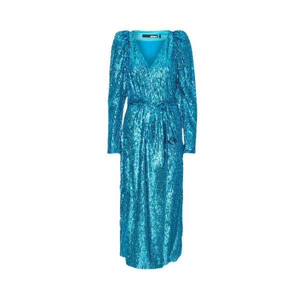 Rotate Birger Christensen Sequins Midi Wrap Dress Blue56683 nobg