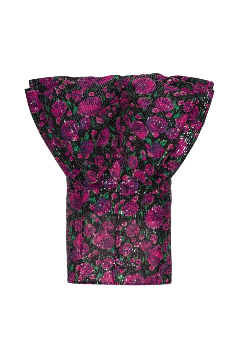 Rotate Birger Christensen Sequins Mini Bow Dress Pink Print19748 nobg