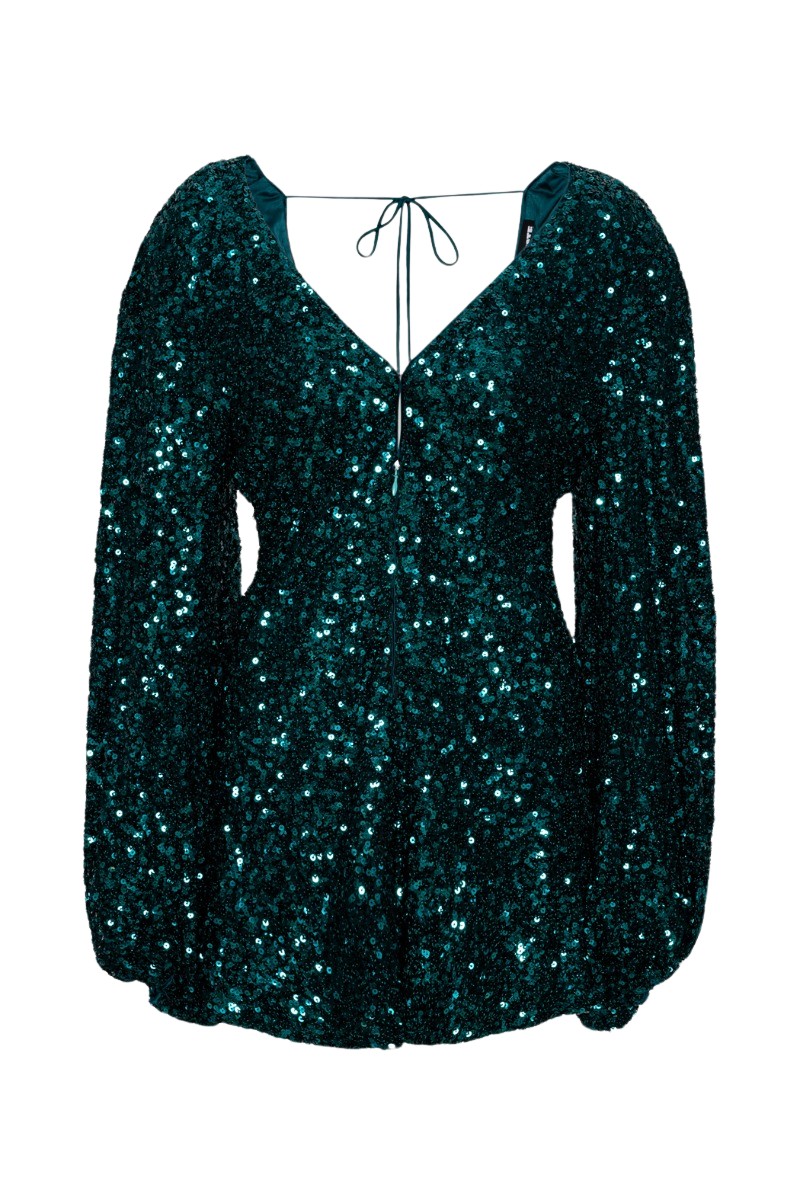 Rotate Birger Christensen Sequins Mini Flowy Dress Teal36330 nobg