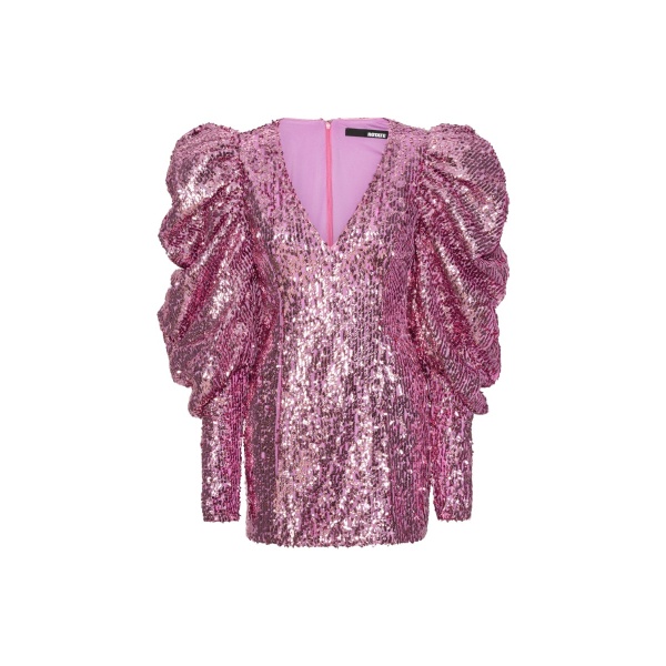 Rotate Birger Christensen Sequins Mini Ls Dress Pink85065 nobg