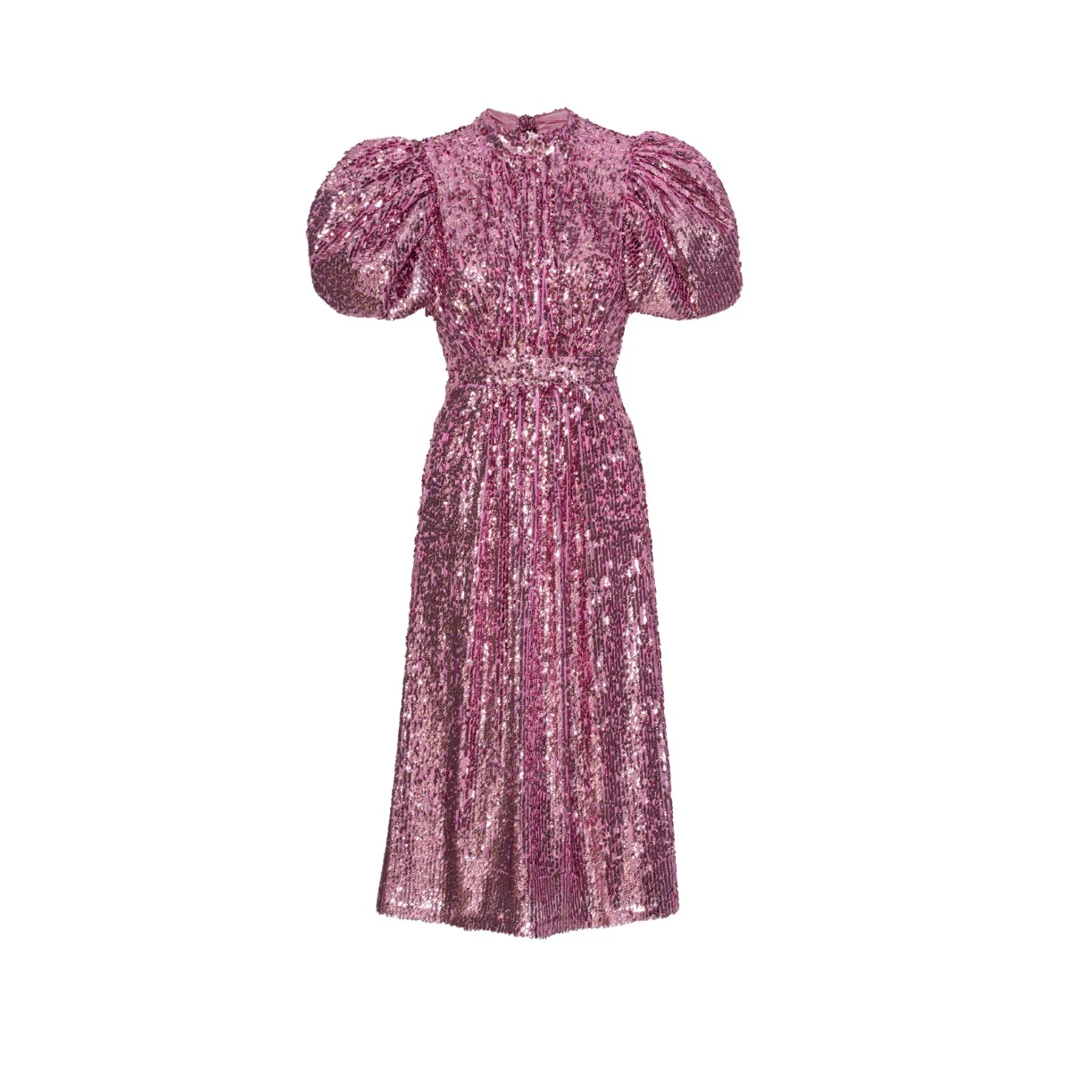 Rotate Birger Christensen Sequins Puff Sleeve Dress Pink11568 nobg