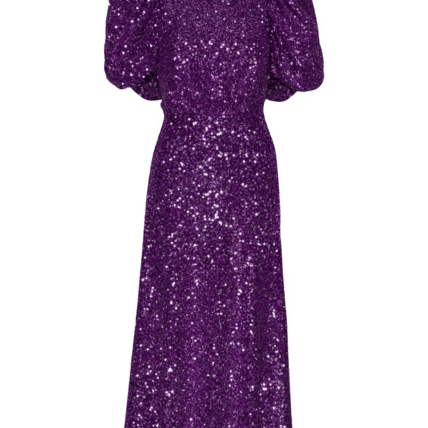 Rotate Birger Christensen Sequins Puff Sleeve Dress Purple45963 nobg