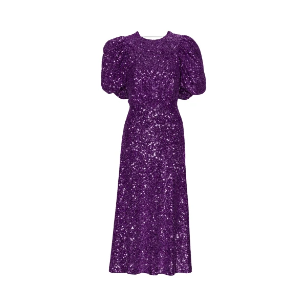 Rotate Birger Christensen Sequins Puff Sleeve Dress Purple45963 nobg