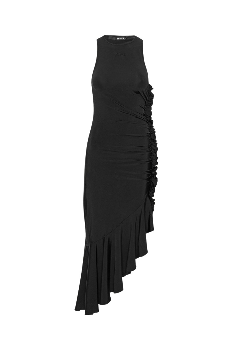 Rotate Birger Christensen Slinky Asymmetric Dress Black41243 nobg