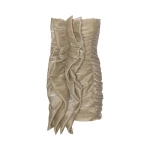 Rotate Birger Christensen Small Plisse Ruched Dress Beige13349 nobg