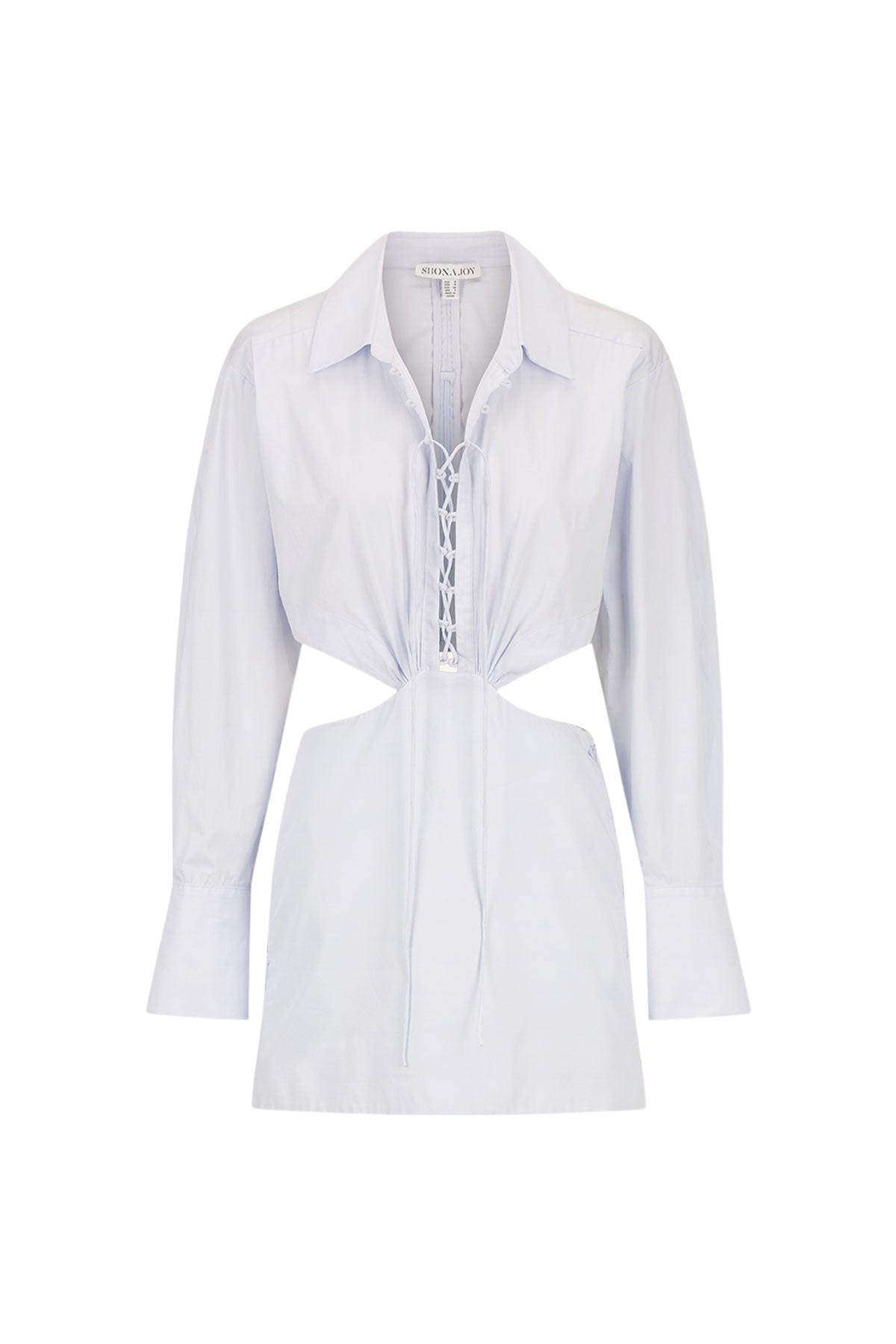 Shona Joy Amada Lace Up Cut Out Shirt Mini Dress Ice Blue94278 nobg