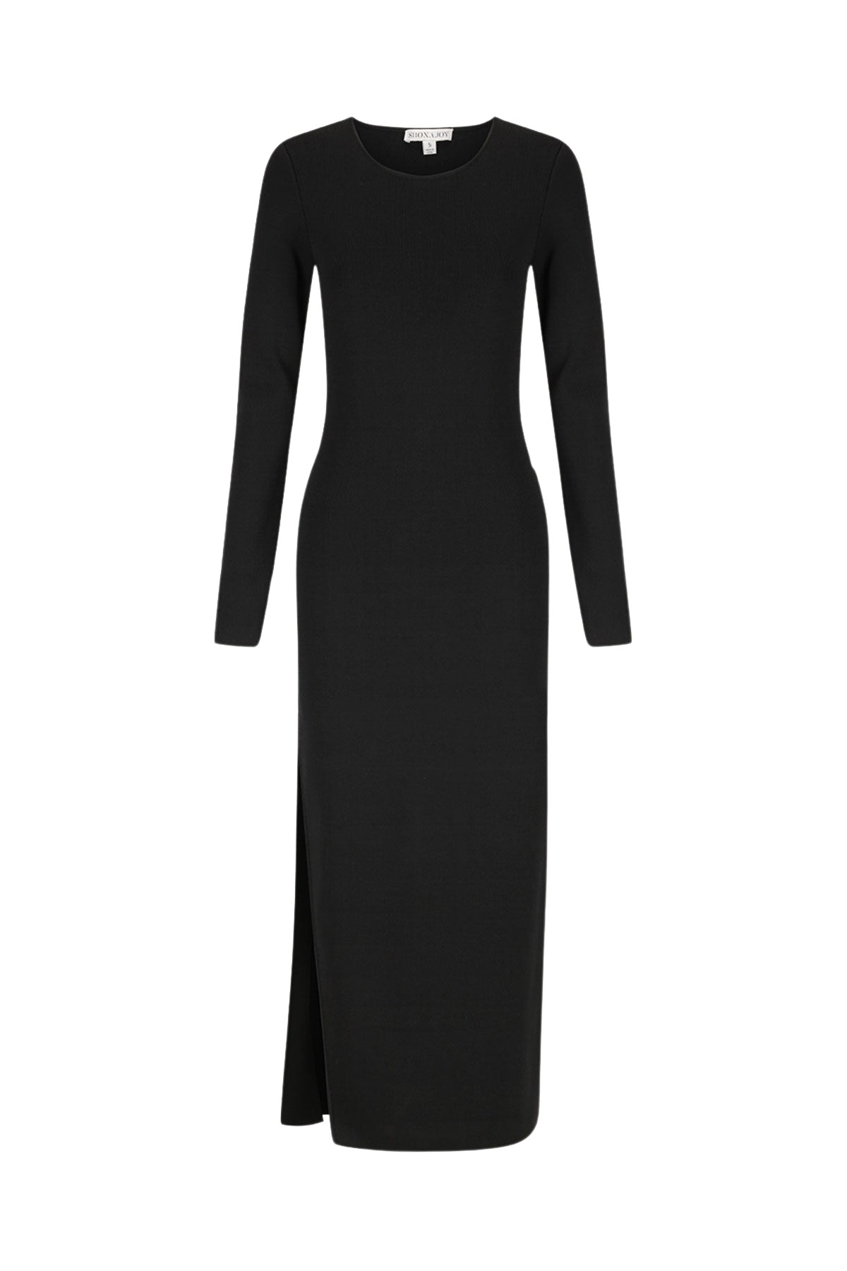 Shona Joy Basic Long Sleeve Open Back Midi Dress Black35731 nobg
