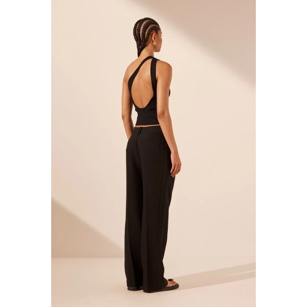 Shona Joy Basic One Shoulder Open Back Top - Black