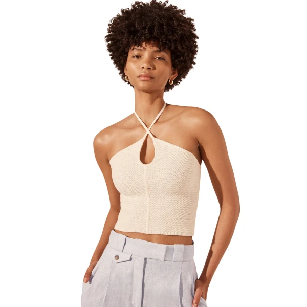 Shona Joy Eve Cross Front Top Coconut 268632 nobg