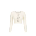 Shona Joy Eve Long Sleeve Keyhole Top Coconut47134 nobg