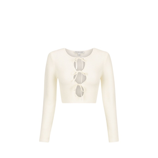 Shona Joy Eve Long Sleeve Keyhole Top Coconut47134 nobg