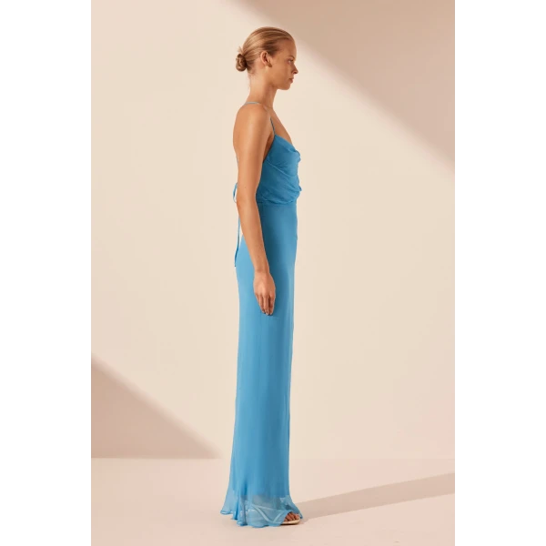 Shona Joy Margot Lace Back Bias Maxi Dress - Aqua