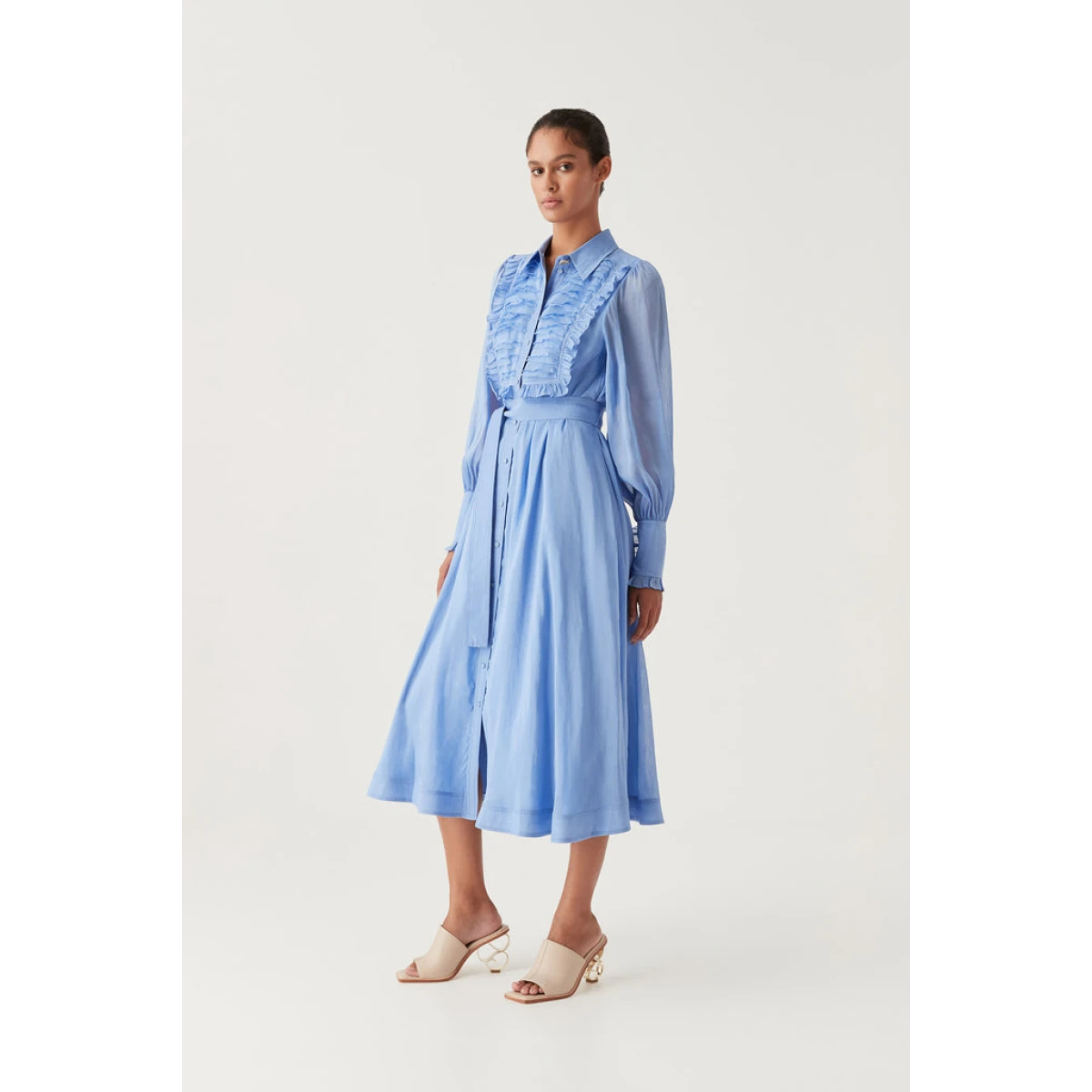 Iris Pleated Bib Midi Dress