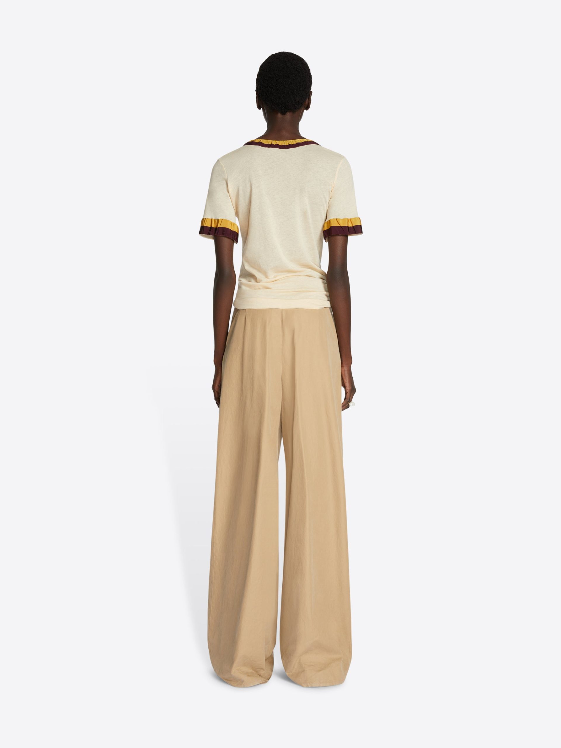 Pleated cotton pants