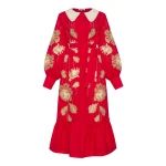 Foberini Adele Red Midi Dress With Collar