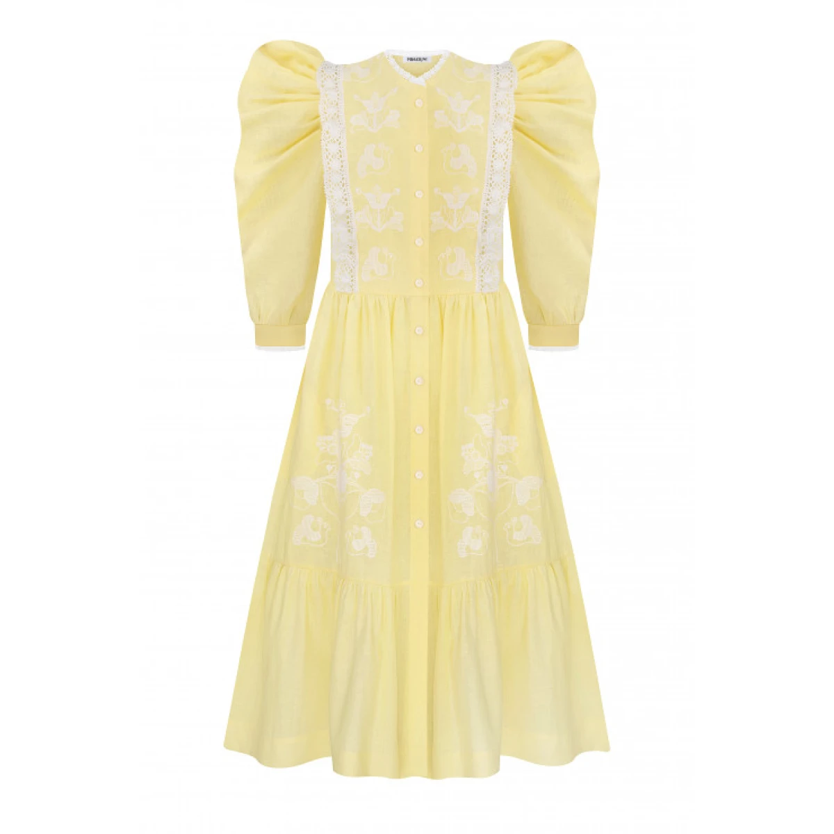 Foberini Family Tree Yellow Midi Dress