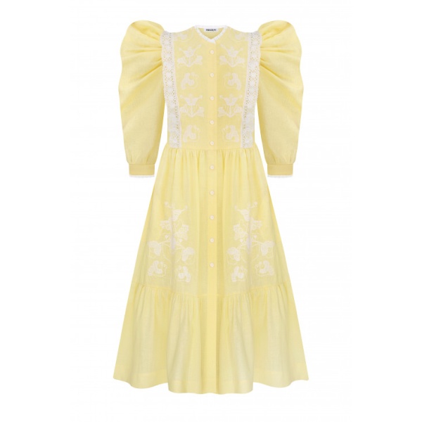 Foberini Family Tree Yellow Midi Dress