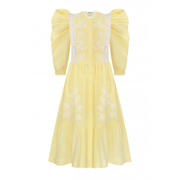 Foberini Family Tree Yellow Midi Dress