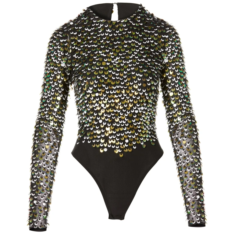Sergio Hudson Green Paillette Bodysuit