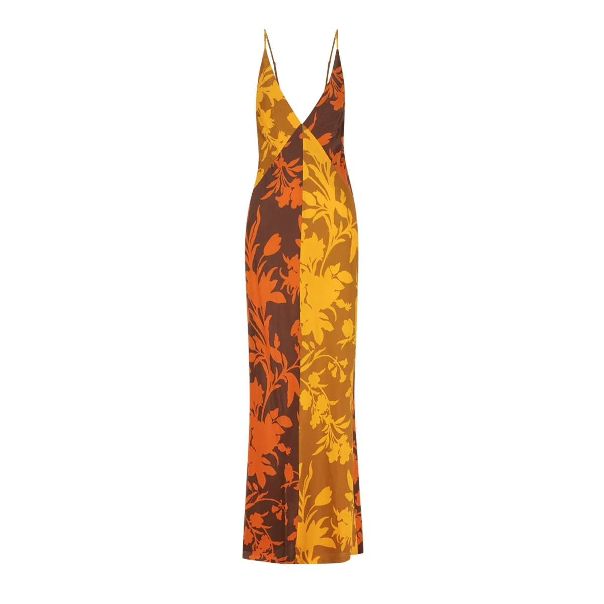 Shona Joy Ari Silk Contrast Plunged Maxi Dress64984 nobg