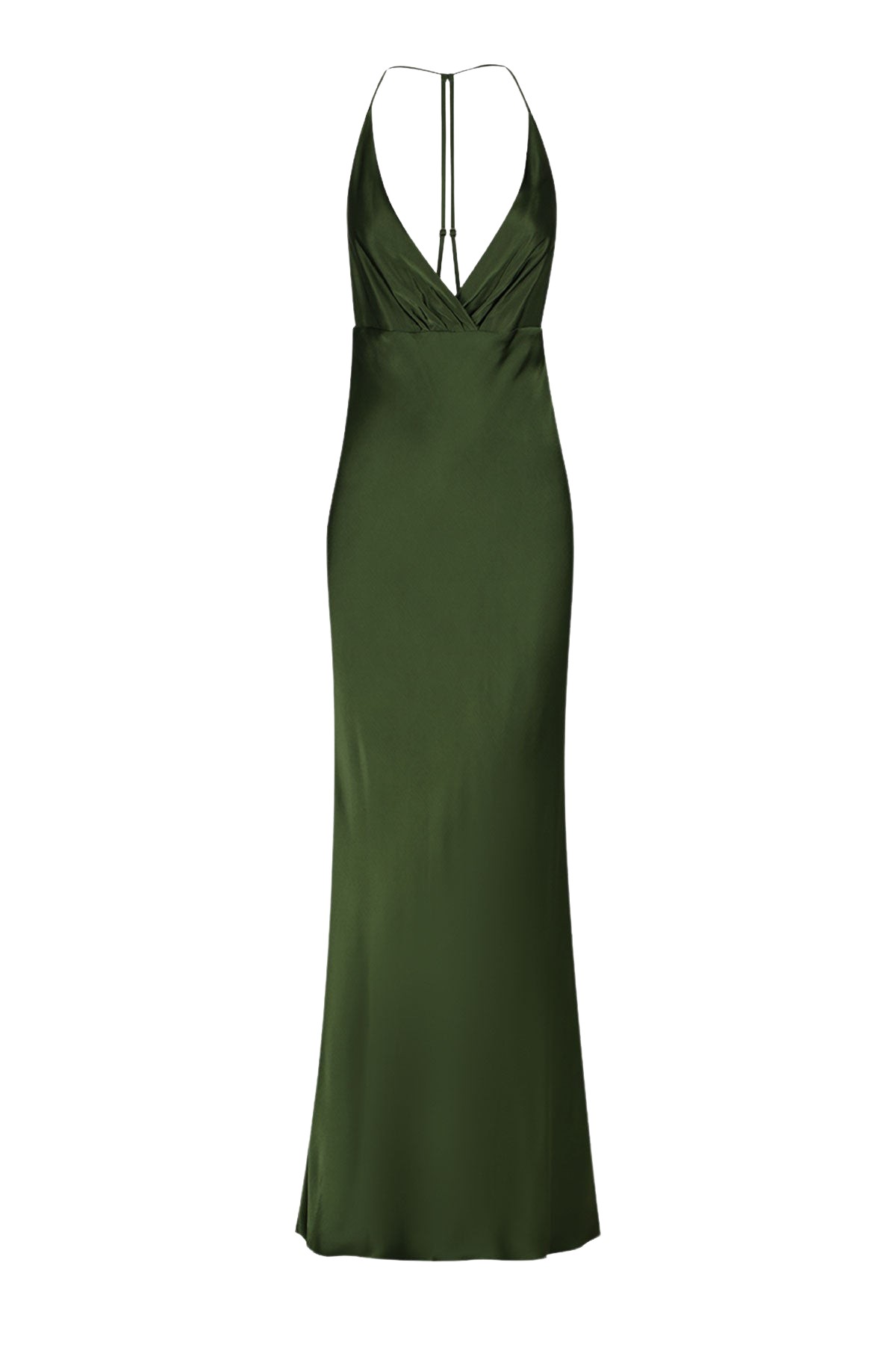 Shona Joy Elia Plunged Open Back Halter Maxi Dress Fern13580 nobg