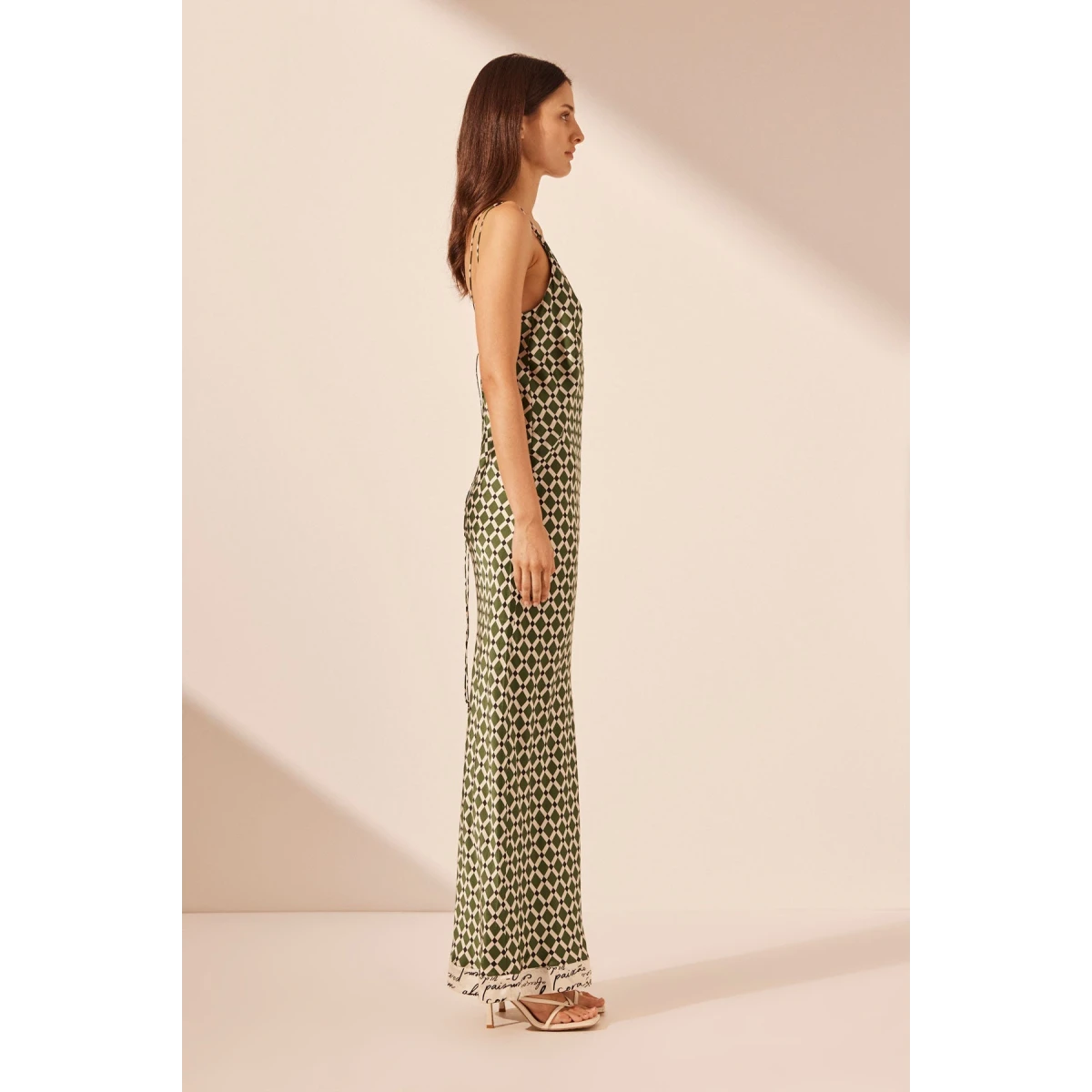 Shona Joy Kahlo Silk Contrast Cross Strap Maxi Dress